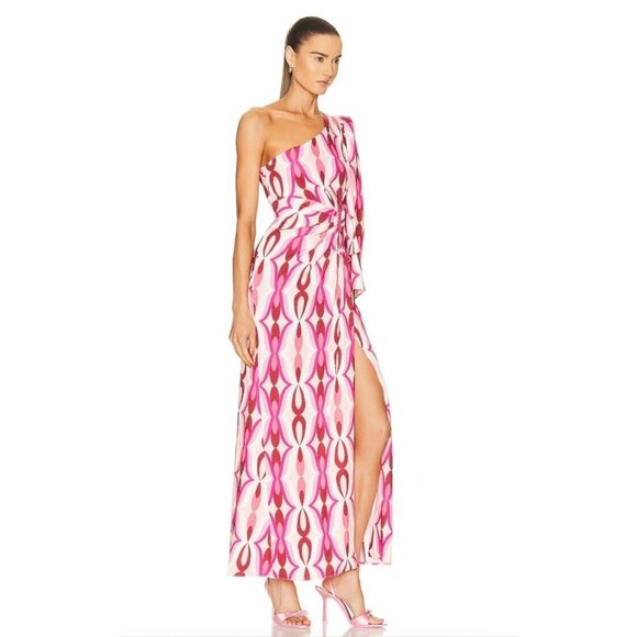 PatBO Twist One Shoulder Maxi Dress in Flamant - Picture 5 of 7